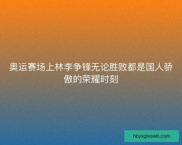 奥运赛场上林李争锋无论胜败都是国人骄傲的荣耀时刻
